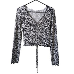 Antistar Leopard Animal Print Crop Top Black Gray White Medium